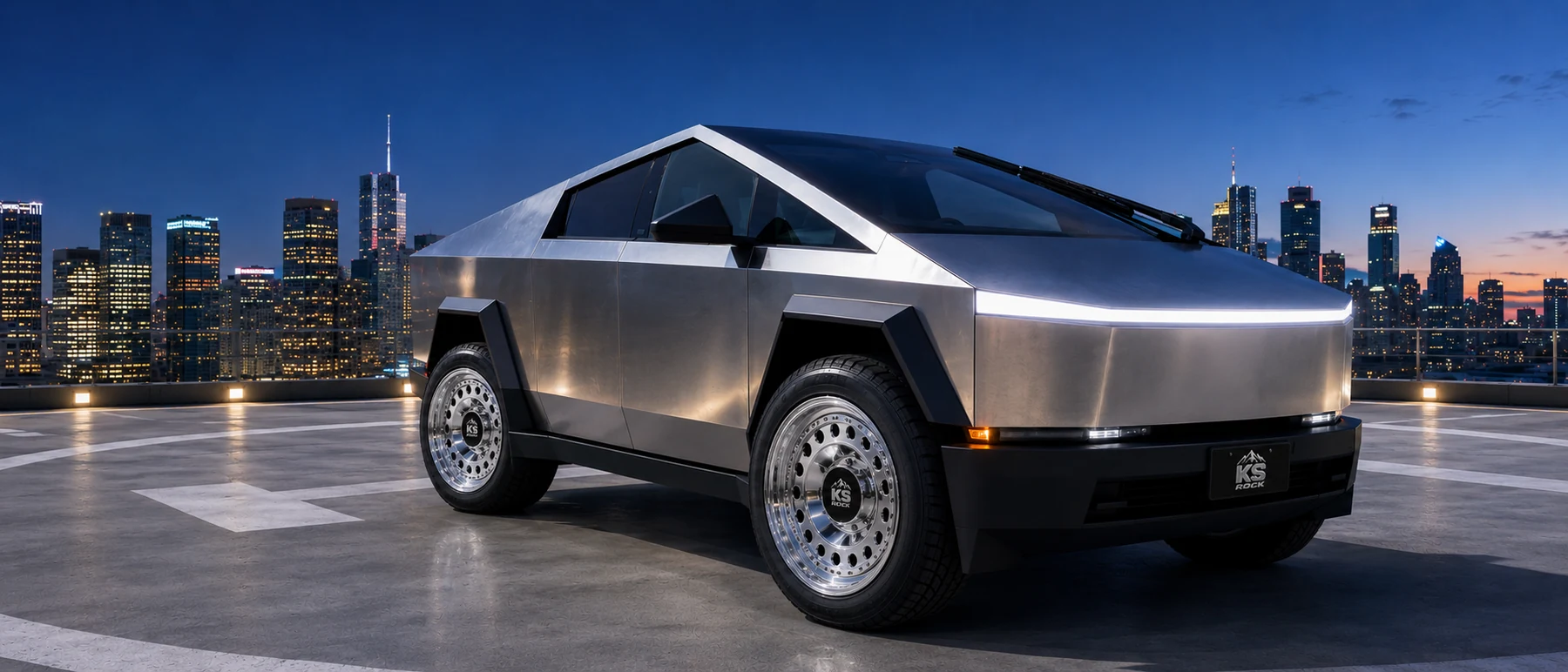 Aftermarket alloy wheels fitted to a heavy electric SUV