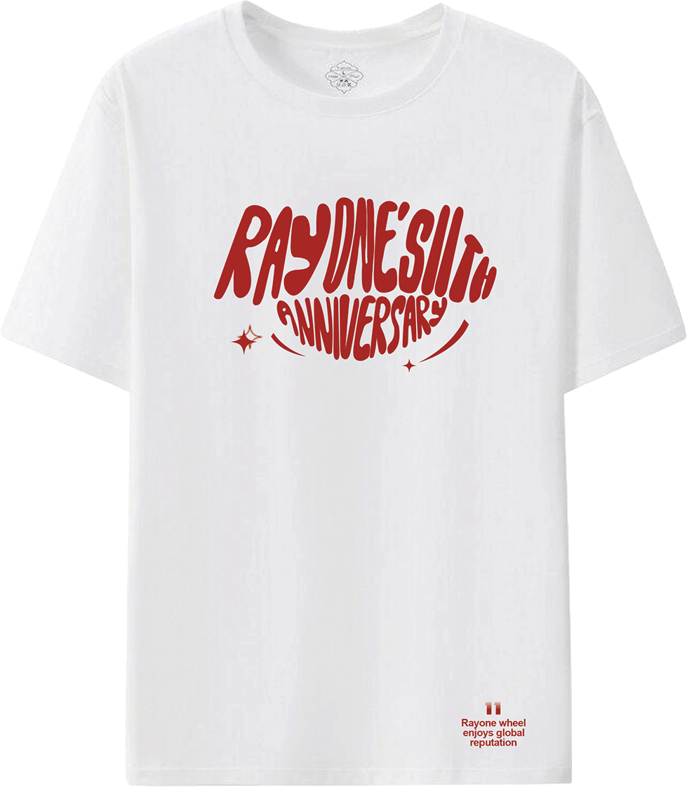 RAYONE 11th anniversary typography T-shirt front