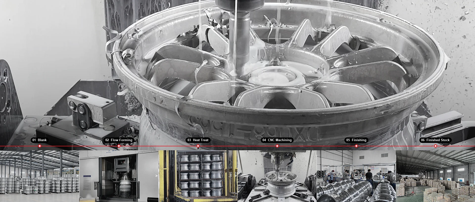 RAYONE real CNC machining process for wheel center bore and bolt seat fitment accuracy